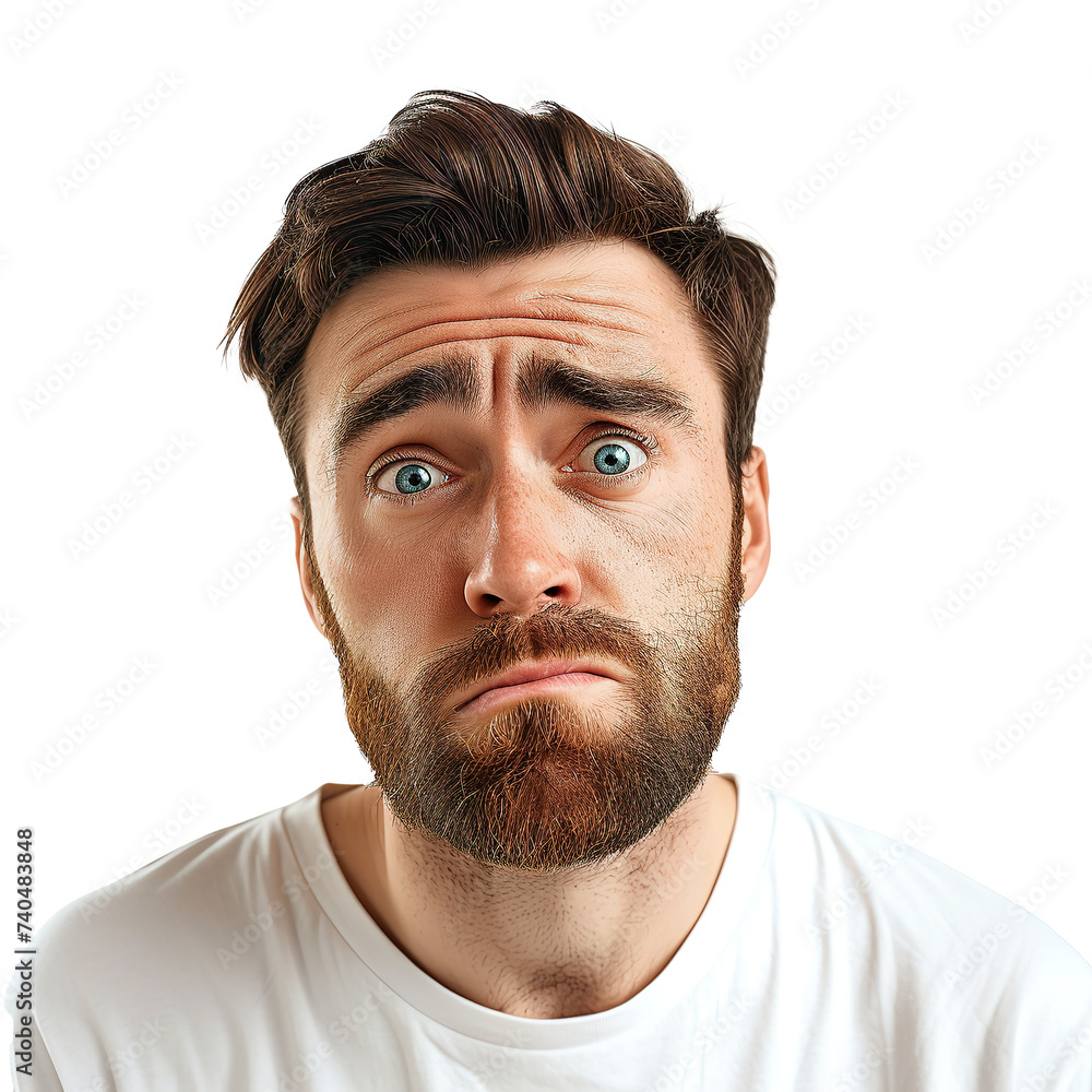 Fototapeta premium Men sad facial expressions isolated on transparent background