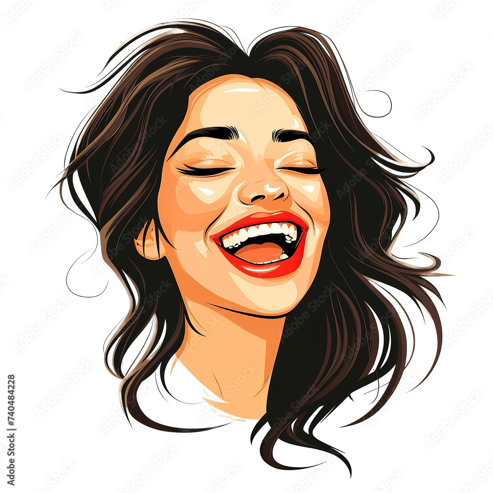 Women smile facial expressions isolated on transparent background