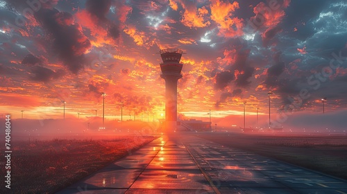 dramatic airport morning scene, Munich airport photo