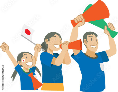 スポーツの試合で声援を送る家族のイラスト