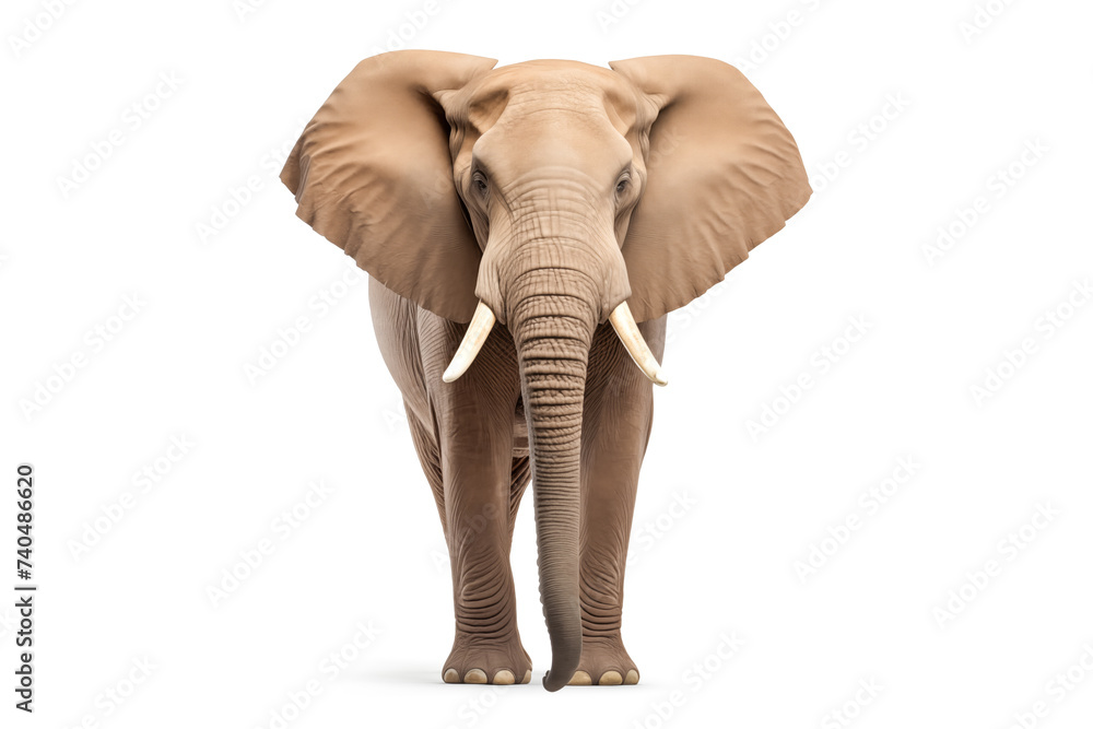 Majestic Full-Body Elephant Isolated on White