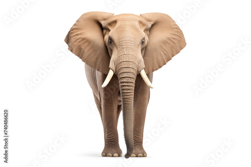 Majestic Full-Body Elephant Isolated on White