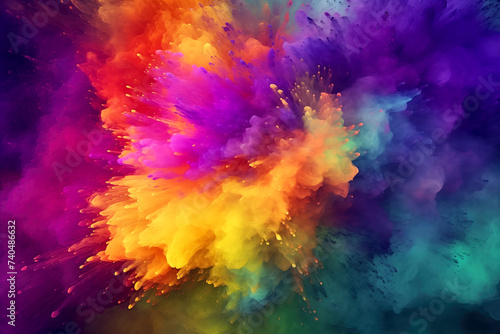 Vibrant Color Explosion in Abstract Form. Holi holiday