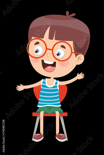 boy with glasses sitting on a chair