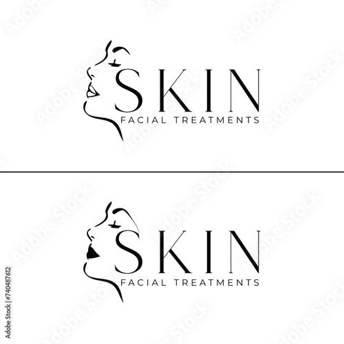 Skin Facial treatment spa saloon beauty word mark logo design