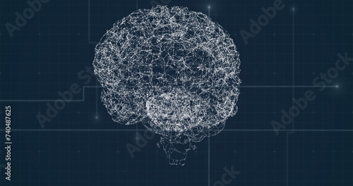 Fototapeta Naklejka Na Ścianę i Meble -  Image of human brain with network of connection over grid