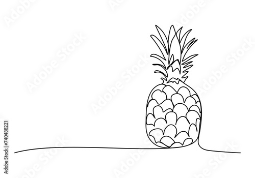 Pineapple, one line drawing vector illustration.
