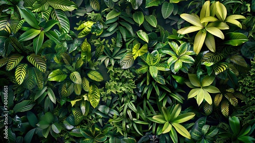 green plants on a wall art in the forest wallpaper background, in the style of realism with surrealistic elements, aerial view, baroque-inspired chiaroscuro, sony alpha a7 iii, enigmatic tropics, anal