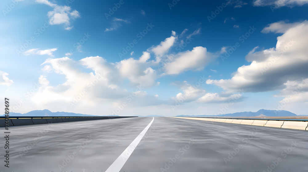 Fototapeta premium Road illustration, aerial view of road curves around beautiful scenery
