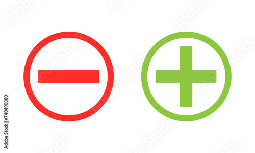 plus minus icon, yes and no buttons, simply vector