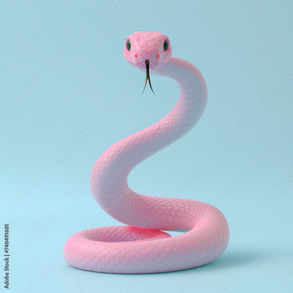 Fototapeta premium snake in 3d style on the white background