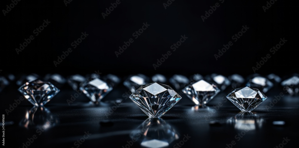 Diamonds group placed on dark blue background Diamonds group placed on dark blue background