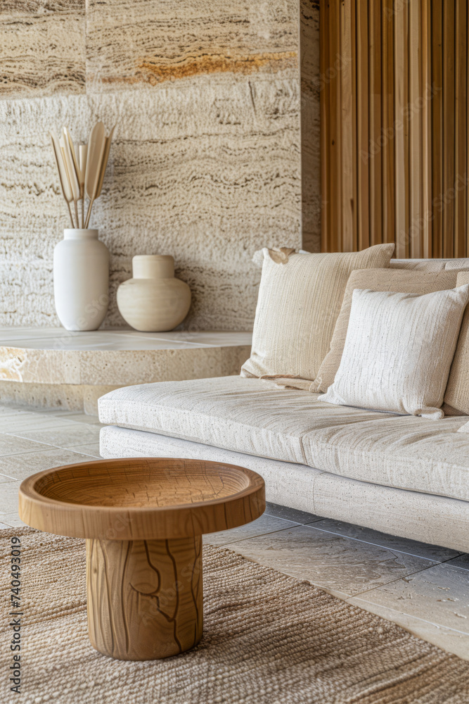 Modern minimalist interior composition in earthy tones