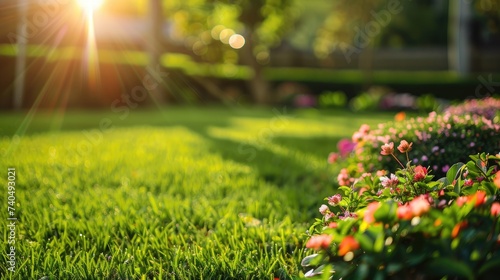 Bright Sunlight Streaming Through Garden Grass