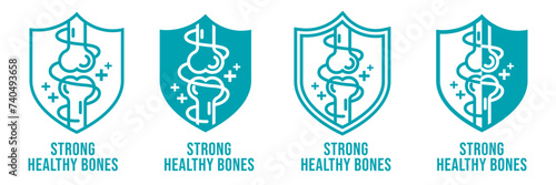 Calcium strong muscles bones. Strong healthy bones icon. Human health medical pictogram. Outline sign useful for packaging web graphic design. Medicine, healthcare concept.