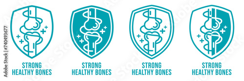 Calcium strong muscles bones. Strong healthy bones icon. Human health medical pictogram. Outline sign useful for packaging web graphic design. Medicine, healthcare concept.