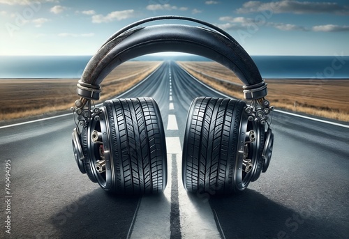 headphones designed to resemble a car wheel photo