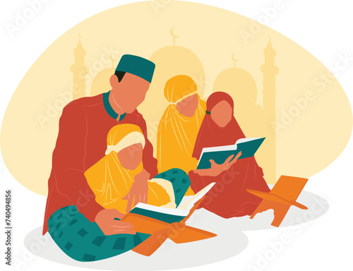 Muslim Family read Holy Book