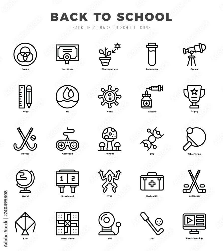 Back To School Icon Pack 25 Vector Symbols for Web Design. Back To School Icon Pack 25 Vector Symbols for Web Design.