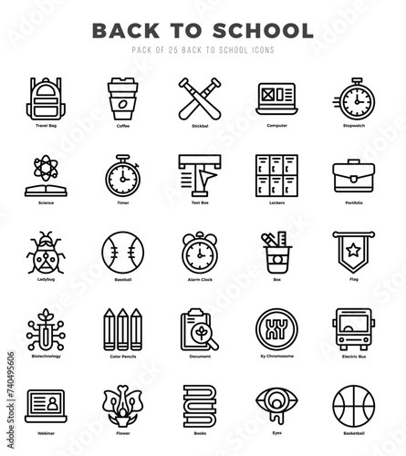 Back To School icons Pack. Lineal icons set. Back To School collection set.