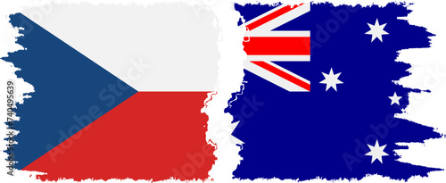 Australia and Czech grunge flags connection vector