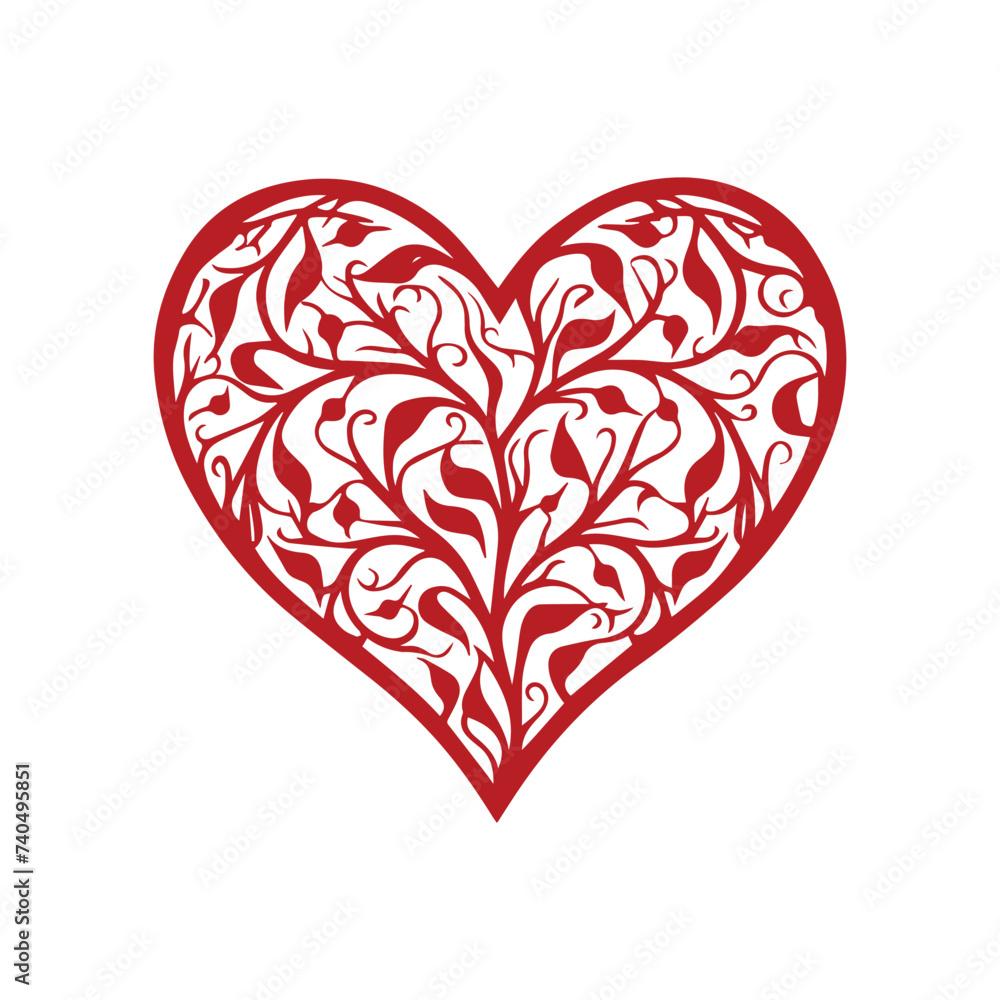 Ornamental artistic valentine heart vector silhouette. Ornamental artistic valentine heart vector silhouette.