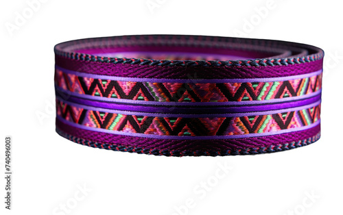 A detailed view of a bracelet featuring a combination of purple and black colors. Isolated on a Transparent Background PNG.