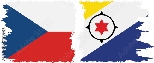 Bonaire and Czech grunge flags connection vector