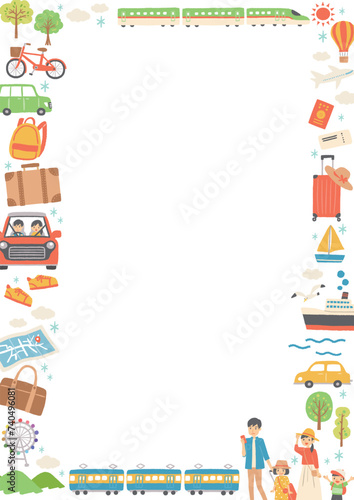 旅行のイラスト　フレーム　背景素材