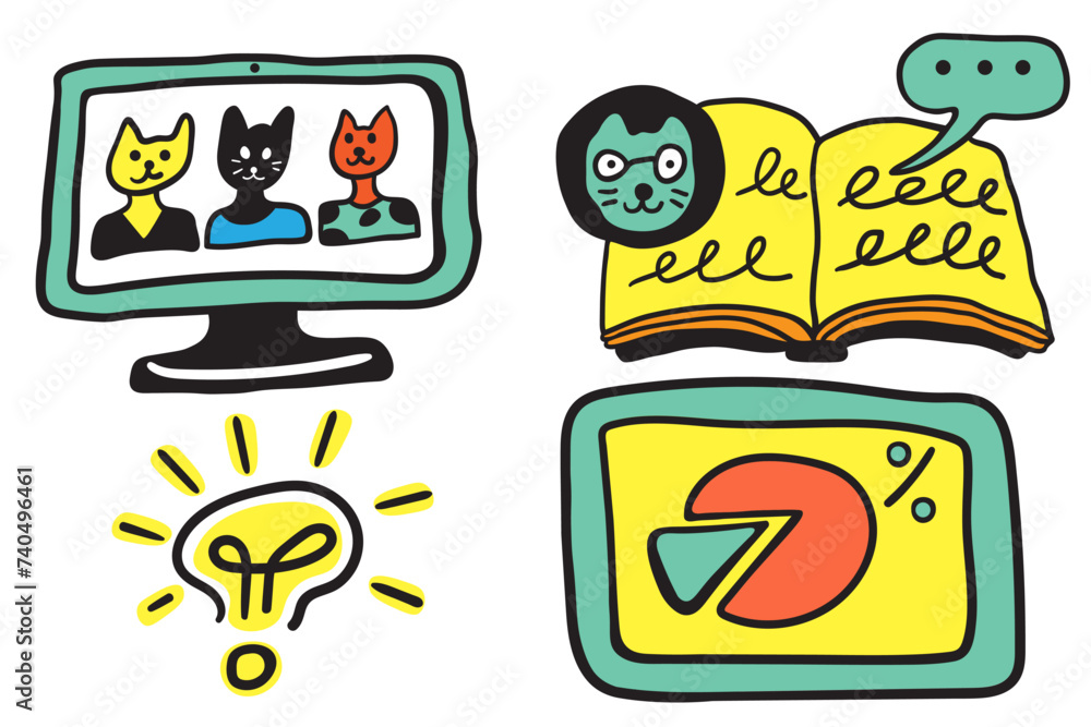 set of infographic icons in vector.business work diagram icon in doodle style. work metaphor illustration. Template for logo sticker poster icon app website. Business icon series set of infographic icons in vector.business work diagram icon in doodle style. work metaphor illustration. Template for logo sticker poster icon app website. Business icon series