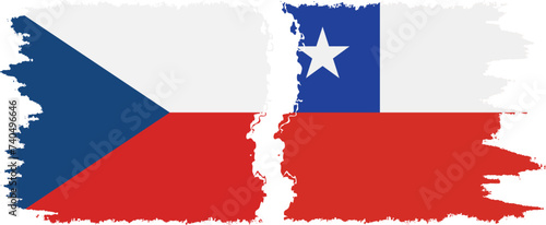 Chile and Czech grunge flags connection vector