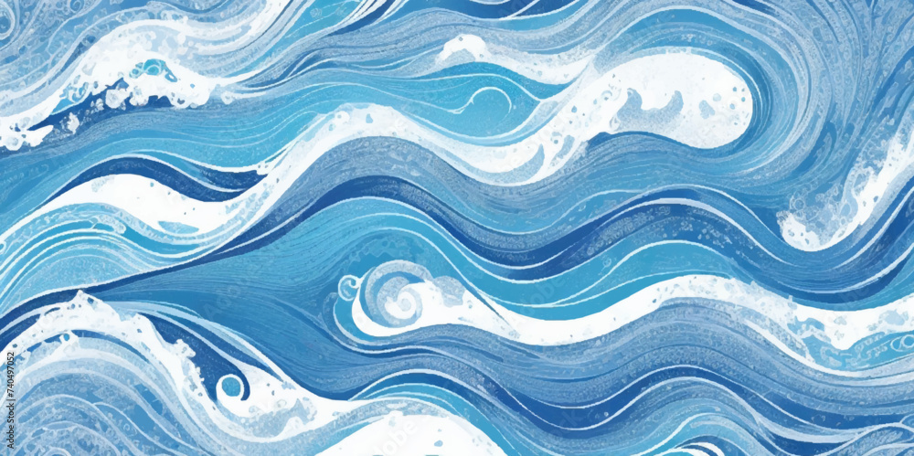 Seamless wave water ocean soft blue curve line background. Water ocean wave white and soft blue aqua, teal texture. Vector sea, wave, water background. Seamless wave water ocean soft blue curve line background. Water ocean wave white and soft blue aqua, teal texture. Vector sea, wave, water background.