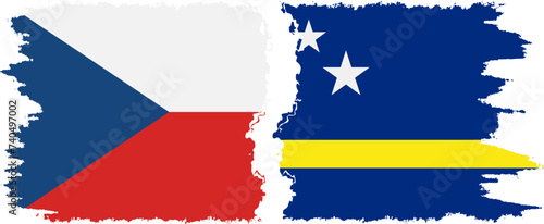 Curacao and Czech grunge flags connection vector