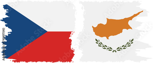Cyprus and Czech grunge flags connection vector