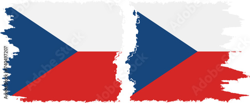 Czech and Czech grunge flags connection vector