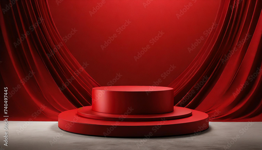 Dramatic Display: Red Podium for Highlighting Products and Purposes