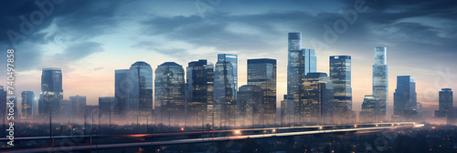 Grandeur of Modern Metropolis: A Captivating Twilight Cityscape