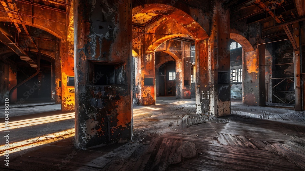 Inside tower of old abandoned blast furnace : Generative AI
