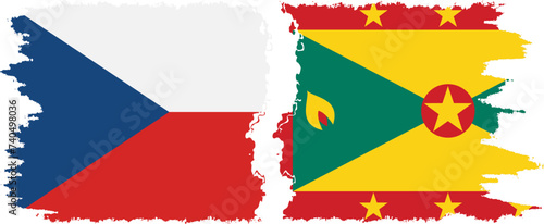 Grenada and Czech grunge flags connection vector