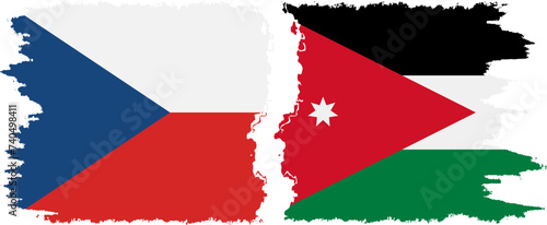 Jordan and Czech grunge flags connection vector