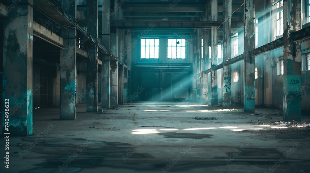 Industrial interior of an old factory building : Generative AI