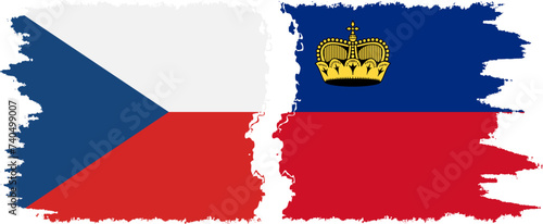 Liechtenstein and Czech grunge flags connection vector