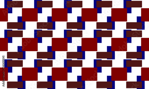 red blue stair step of rectangular block repeat pattern, replete image, design for fabric printing, patter print, square