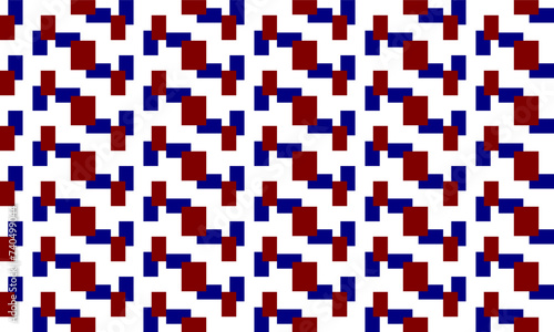red blue stair step of rectangular block repeat pattern, replete image, design for fabric printing, patter print, square 
