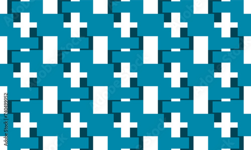Green blue stair step of rectangular block repeat pattern, replete image, design for fabric printing, patter print, square