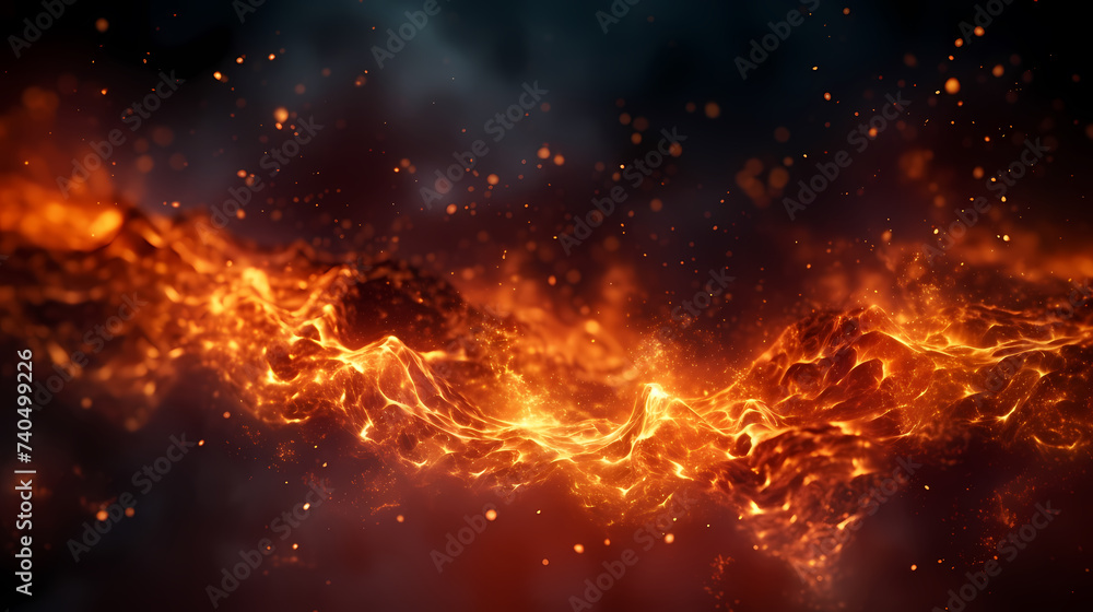 Flame illustration, fire burning and glowing particles Flame illustration, fire burning and glowing particles