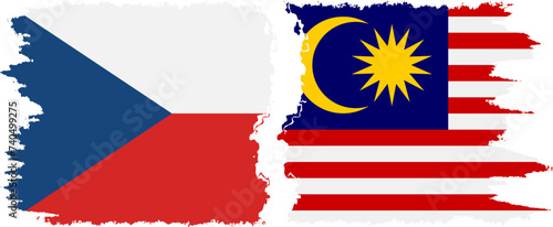 Malaysia and Czech grunge flags connection vector