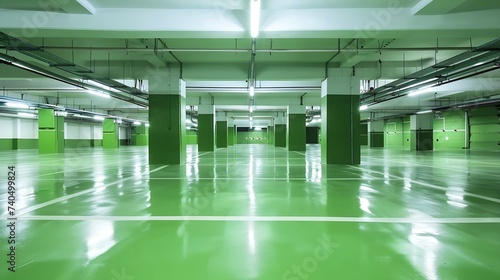 Empty underground parking background with copy space   Generative AI
