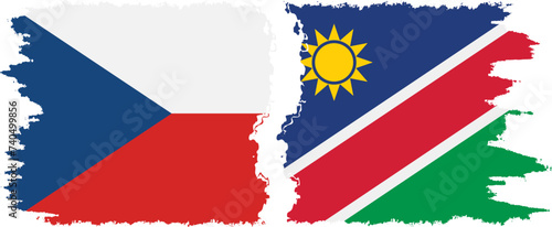 Namibia and Czech grunge flags connection vector