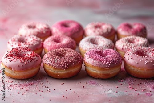 pink donuts with sprinkles on pink background